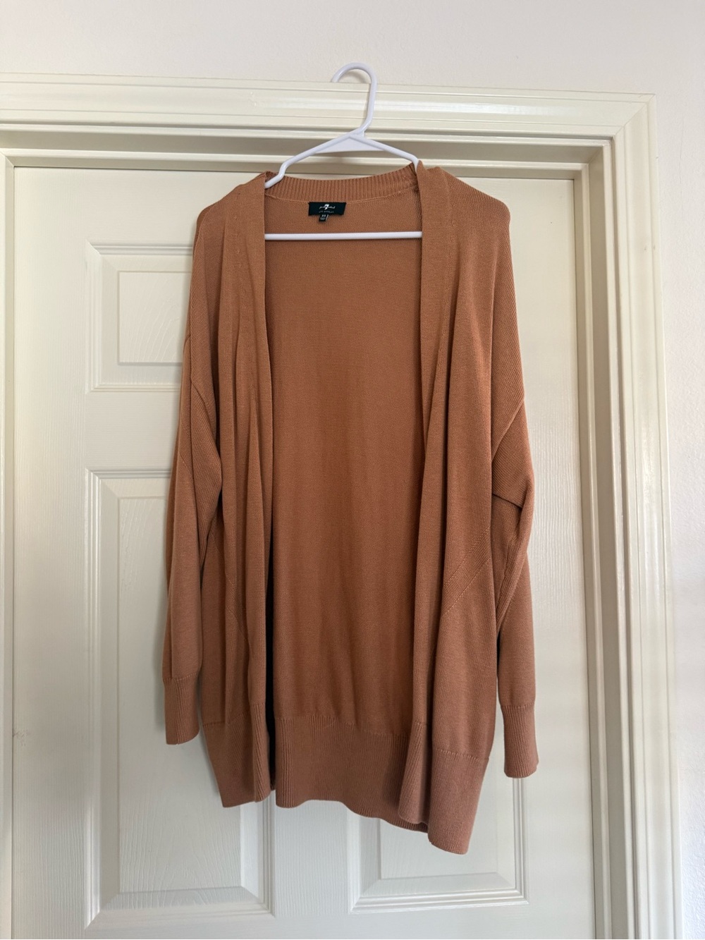 7 For All Mankind Open-Front Cardigan in Rust